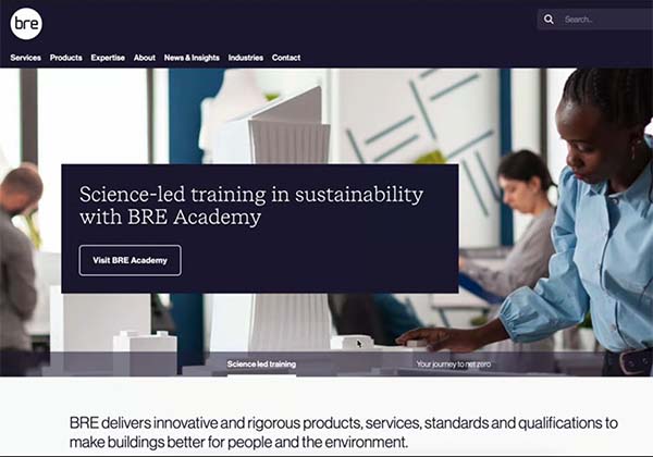 a screenshot of the BRE website